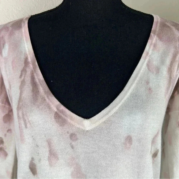 J. Jill V-Neck Deep Mauve Pale Pink Paint Splatter Long Sleeve Sweater Small - Picture 6 of 13